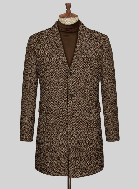 Rust Herringbone Tweed Overcoat