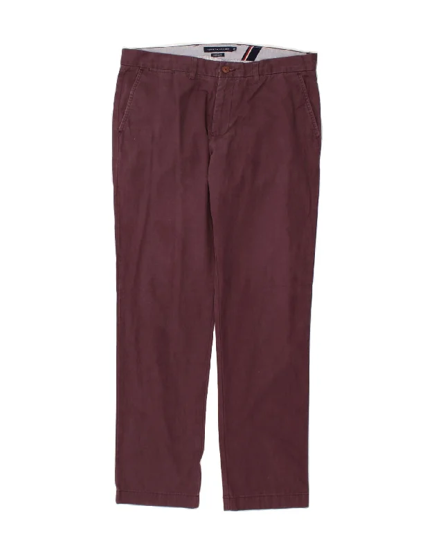 TOMMY HILFIGER Mens Custom Fit Slim Chino Trousers W36 L34  Burgundy