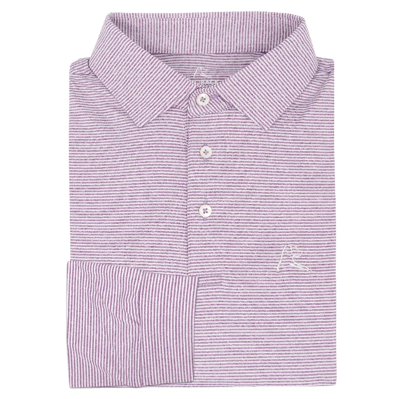 The Whaler Heather Stripe | Long Sleeve Performance Polo | The Whaler Heather Stripe - Big Easy Lavender/White