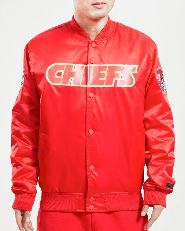 NFL KANSAS CITY CHIEFS TEAM BIG LOGO MEN'S SATIN JACKET (RED)