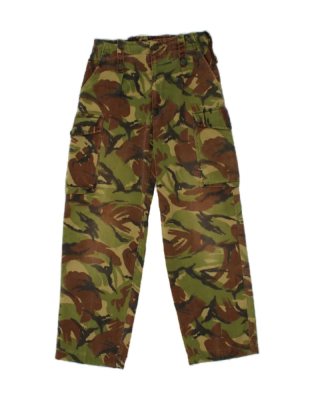 VINTAGE Mens Straight Cargo Trousers  W30 L28 Green Camouflage Cotton Army