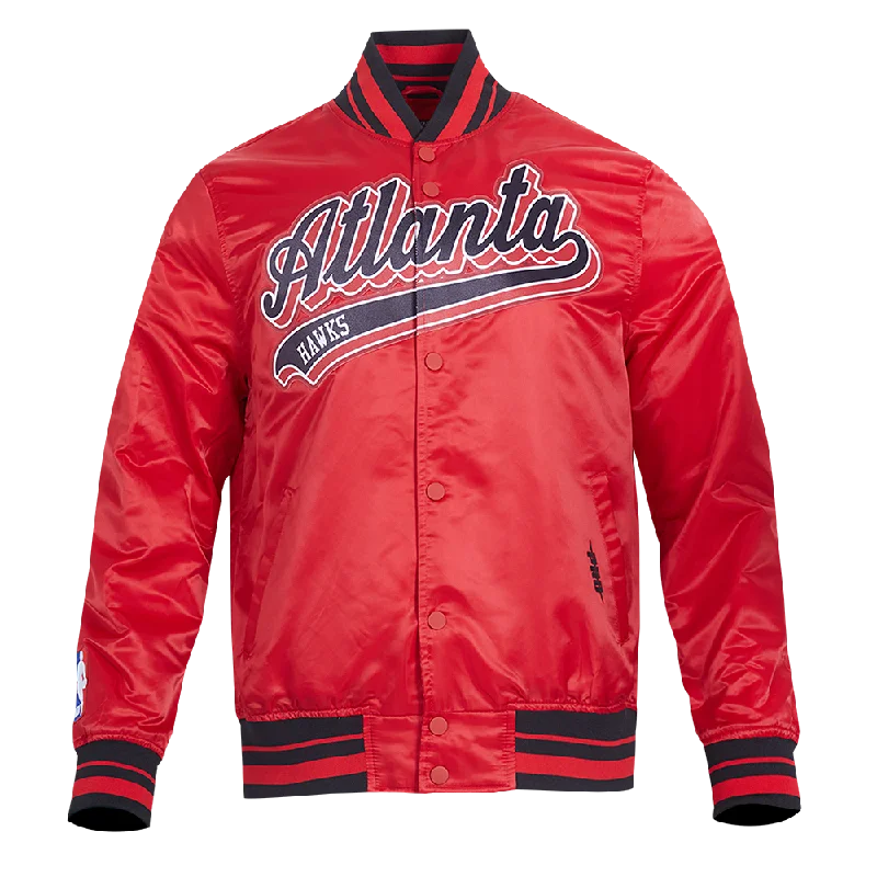 NBA ATLANTA HAWKS SCRIPT TAIL MEN'S SATIN JACKET (RED/BLACK)