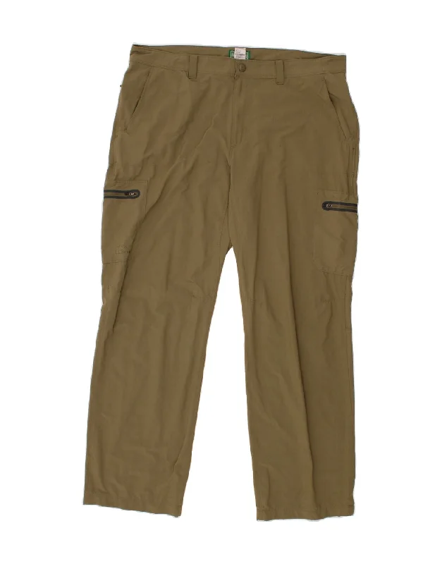 L.L.BEAN Mens Straight Cargo Trousers W38 L32 Khaki Nylon