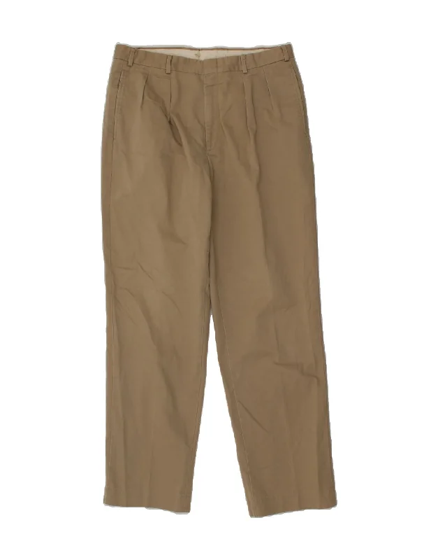 L.L.BEAN Mens Pegged Chino Trousers W36 L33 Beige Cotton