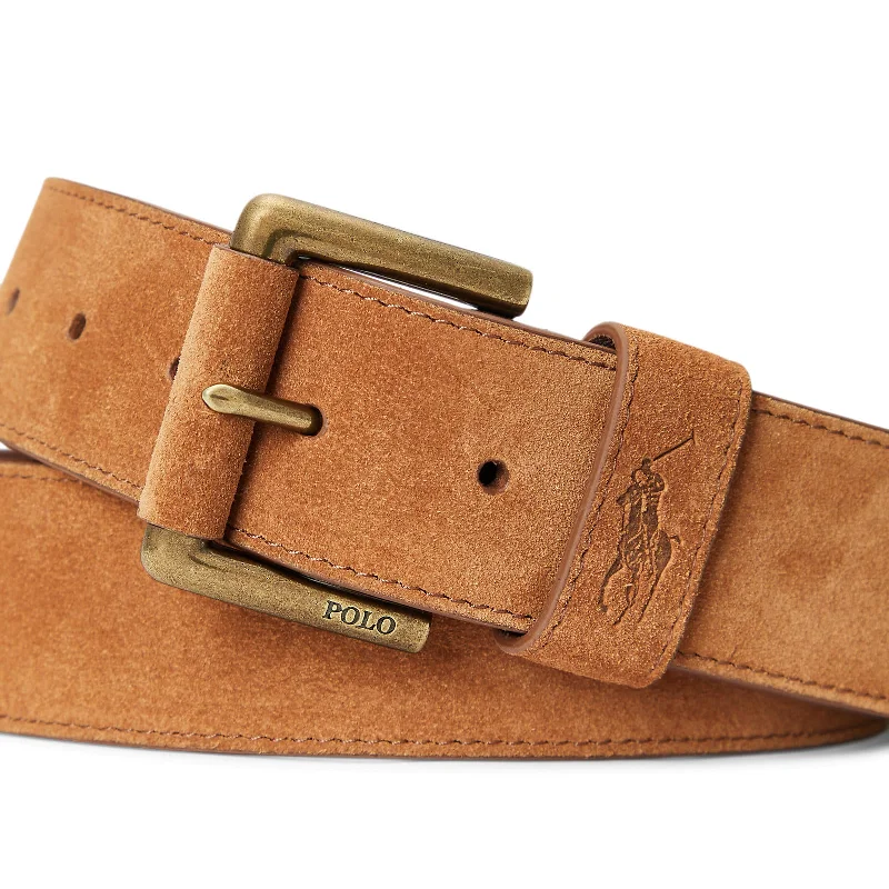 Suede Leather Polo Keep Belt - Tan