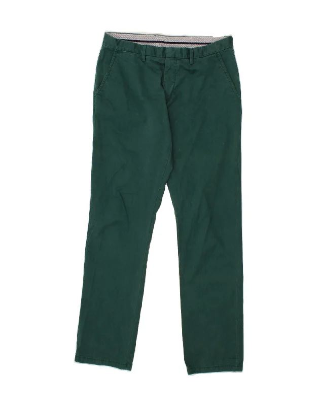 TOMMY HILFIGER Mens Straight Chino Trousers W34 L34  Green Cotton