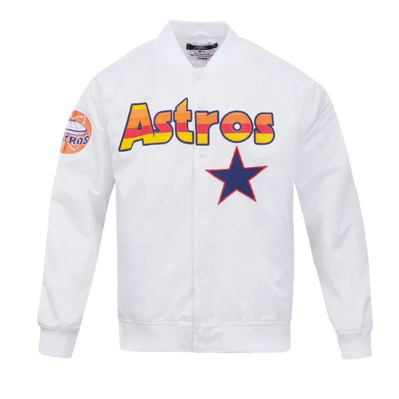 MLB HOUSTON ASTROS BIG LOGO MEN'S SATIN JACKET (WHITE)