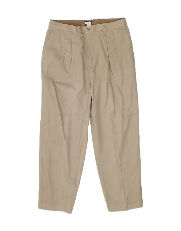 TOMMY HILFIGER Mens Pegged Chino Trousers W38 L30 Beige Cotton