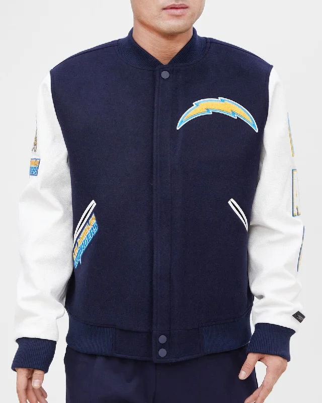 NFL LOS ANGELES CHARGERS CLASSIC WOOL MEN'S VARSITY JACKET (MIDNIGHT NAVY/WHITE)