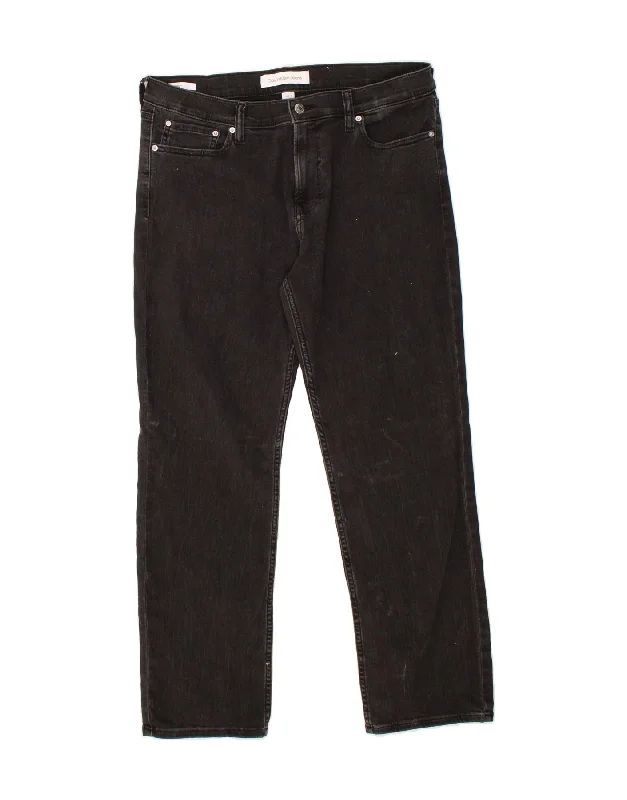 CALVIN KLEIN Mens Straight Jeans W34 L30  Black Cotton