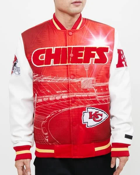 NFL KANSAS CITY CHIEFS REMIX VARSITY MEN'S JACKET (RED)