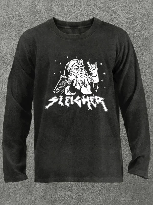 SLEIGHER SANTA CLAUS Washed Gym Long Sleeve Shirt