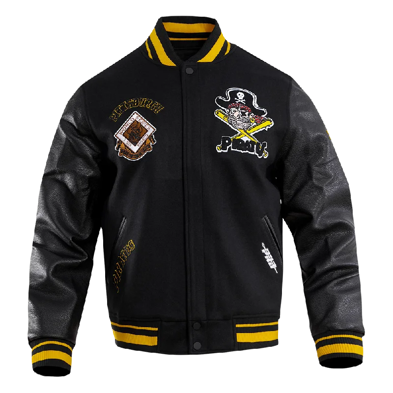 MLB PITTSBURGH PIRATES RETRO CLASSIC MEN'S RIB WOOL VARSITY JACKET (BLACK/YELLOW)