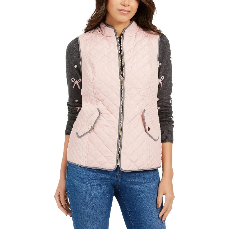 Charter Club Women's Quilted Stand-Collar Vest Pink Size Large