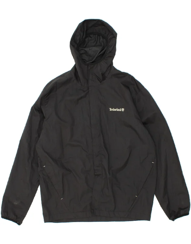 TIMBERLAND Mens Weathergear Hooded Rain Jacket UK 36 Small Black Polyester