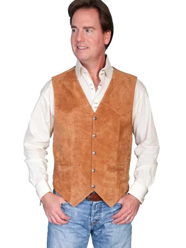 Scully Mens Rust Calf Suede Western Snap Vest 2XT