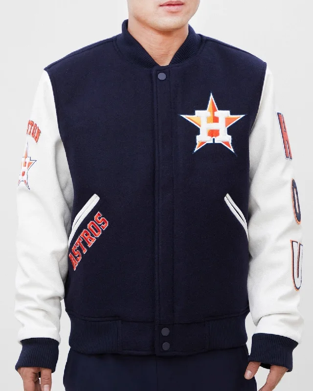 MLB HOUSTON ASTROS CLASSIC WOOL MEN'S VARSITY JACKET (MIDNIGHT NAVY/WHITE)