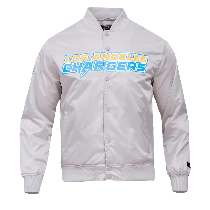 NFL LOS ANGELES CHARGERS TEAM BIG LOGO MEN'S SATIN JACKET (SILVER)