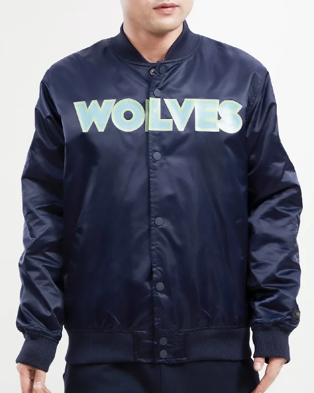 NBA MINNESOTA TIMBERWOLVES BIG LOGO MEN'S SATIN JACKET (MIDNIGHT NAVY)