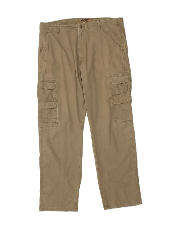 WRANGLER Mens Straight Cargo Trousers W36 L32 Khaki Cotton