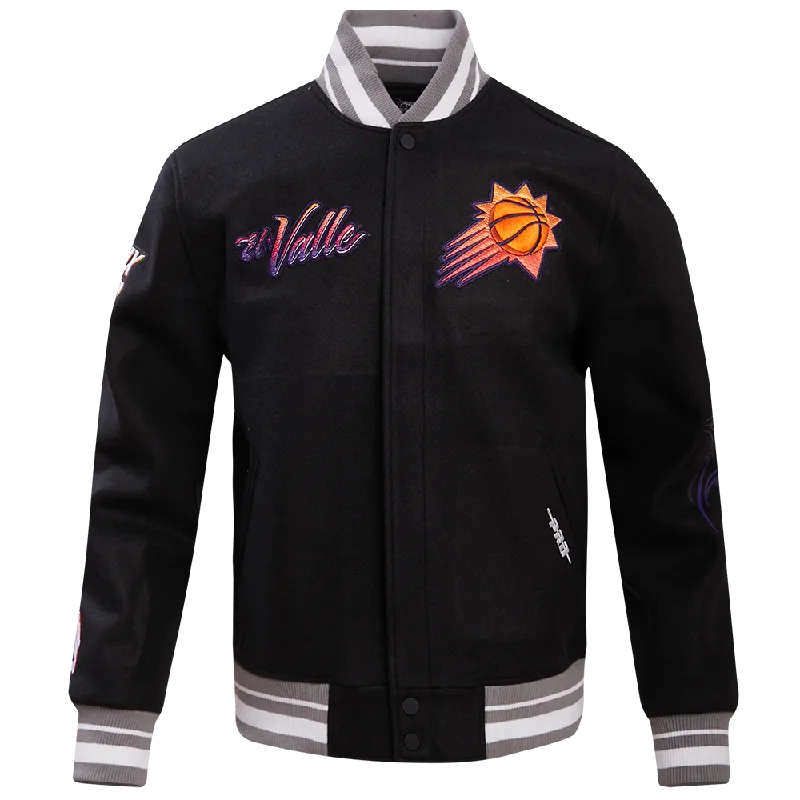 NBA PHOENIX SUNS CHEST EL. VALLE MEN'S RIB WOOL VARSITY JACKET (BLACK)