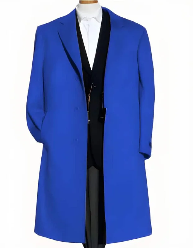 Mens Overcoat - Topcoat For Men - Winter Fabric - Soft Finest Grade Of Cashmere & Wool Royal Blue Overcoat ~ Long men's Dress Topcoat - Winter coat