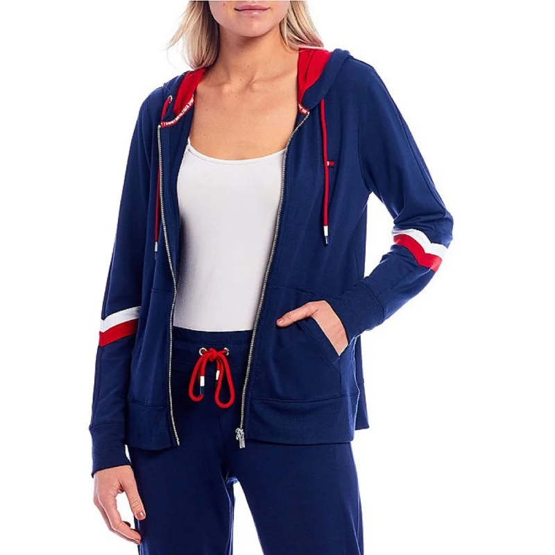 Tommy Hilfiger Women's Sport Colorblocked Zip Hoodie Blue Size Extra Small