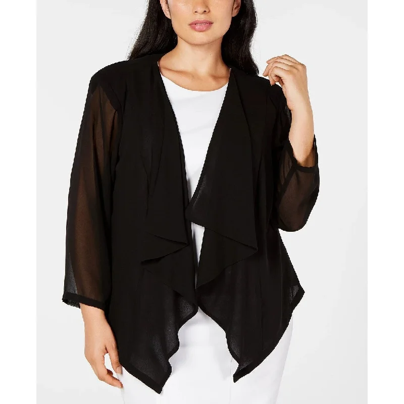 Calvin Klein Women's Trendy Plus Chiffon Shrug Black Size 3X