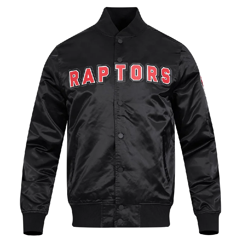 NBA TORONTO RAPTORS BIG LOGO MEN'S SATIN JACKET (BLACK)