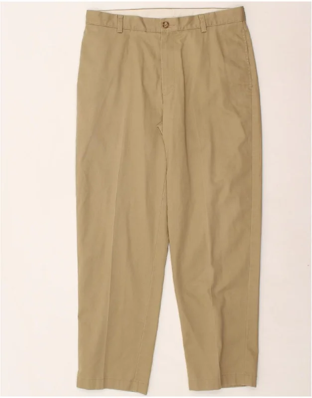 L.L.BEAN Mens Classic Fit Straight Chino Trousers W33 L30 Beige Cotton