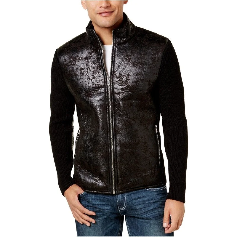 INC International Concepts Men's Swacket With Faux-Fur Lining Jacket Black Size X-Small