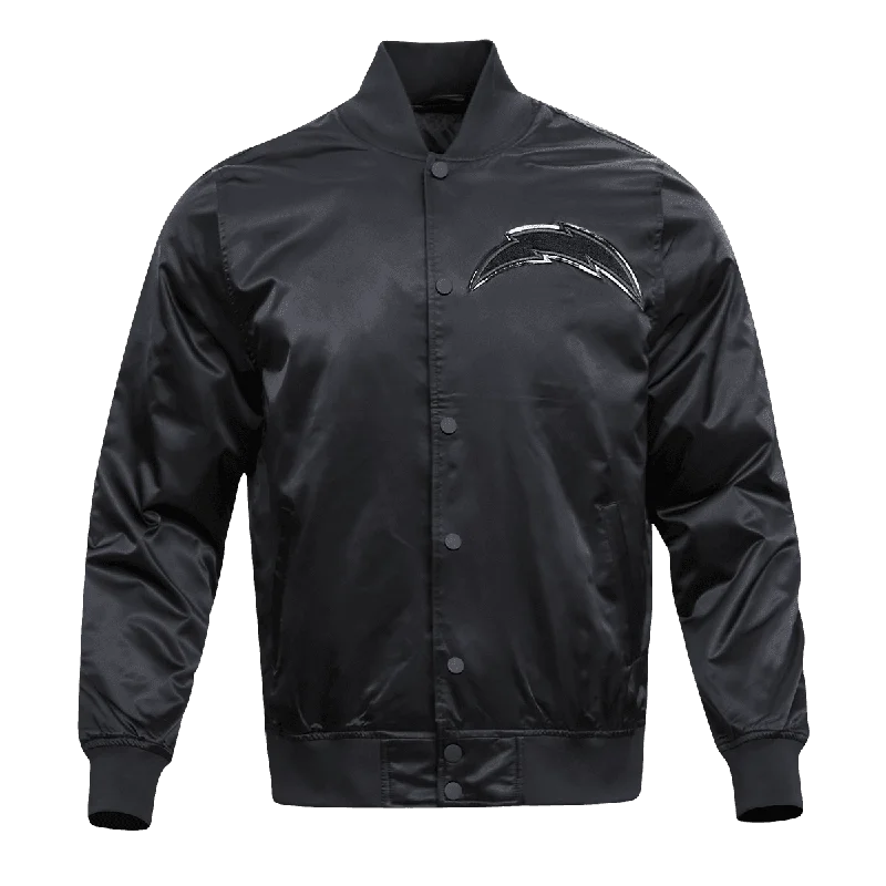 NFL LOS ANGELES CHARGERS TRIPLE BLACK MEN'S SATIN JACKET (TRIPLE BLACK)