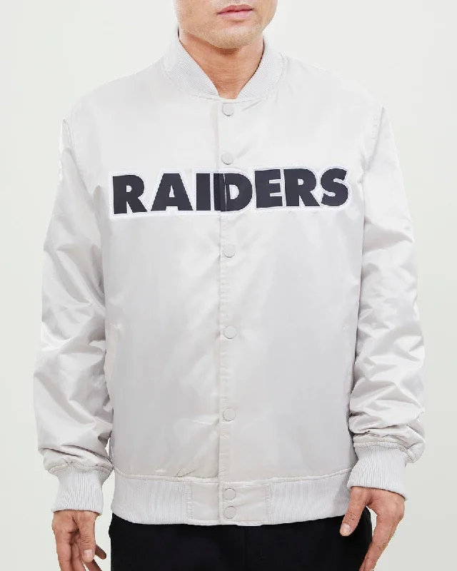 NFL LAS VEGAS RAIDERS WORDMARK MEN'S SATIN JACKET (SILVER)