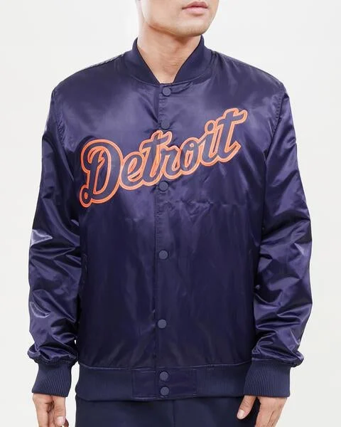 MLB DETROIT TIGERS WORDMARK MEN'S SATIN JACKET (MIDNIGHT NAVY)