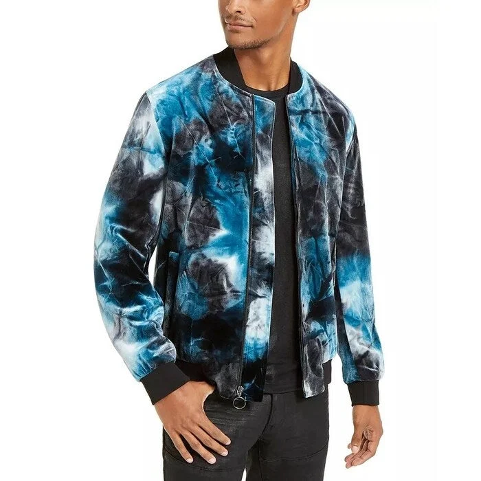 INC International Concepts Men's Velvet Tie Dye Bomber Jacket Navy Size Small