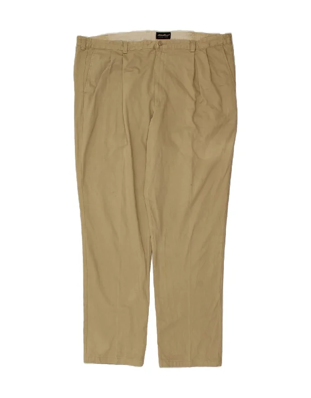 EDDIE BAUER Mens Pegged Chino Trousers W46 L37 Beige Cotton