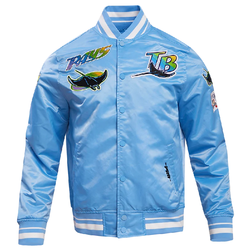 MLB TAMPA DEVIL RAYS RETRO CLASSIC MEN'S RIB SATIN JACKET (UNIVERSITY BLUE)