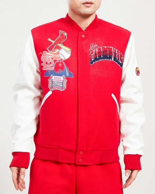 MLB ST. LOUIS CARDINALS HOMETOWN WOOL MEN'S VARSITY JACKET (RED / WHITE)