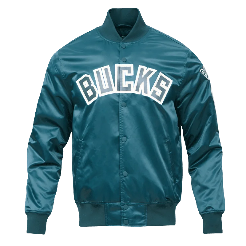 NBA MILWAUKEE BUCKS BIG LOGO MEN'S SATIN JACKET (FOR)