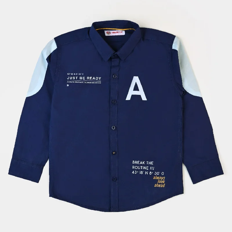 Boys Cotton Casual Shirt Be Ready - NAVY