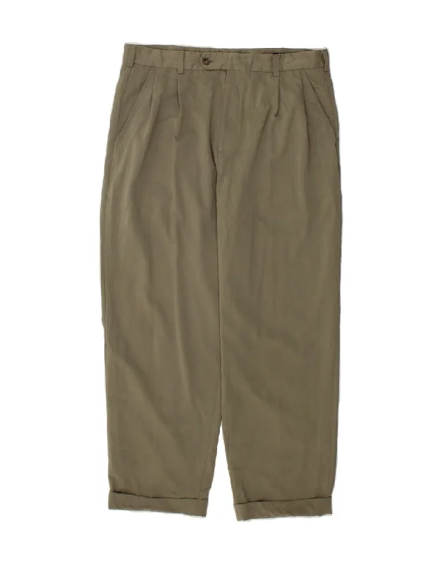 IZOD Mens Pegged Chino Trousers W36 L30 Khaki Polyester