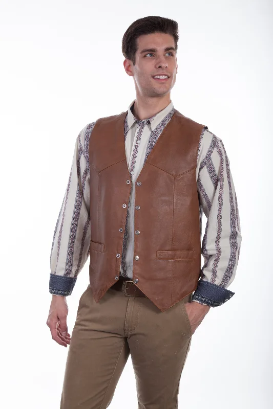 Scully Mens Saddle Tan Soft Lamb Western Snap Vest XXL