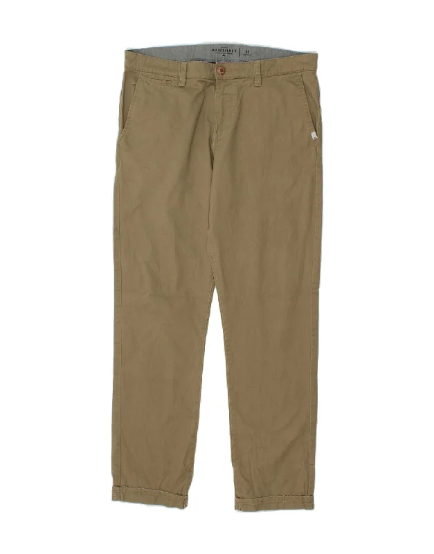 QUIKSILVER Mens Straight Chino Trousers W33 L31 Khaki Cotton