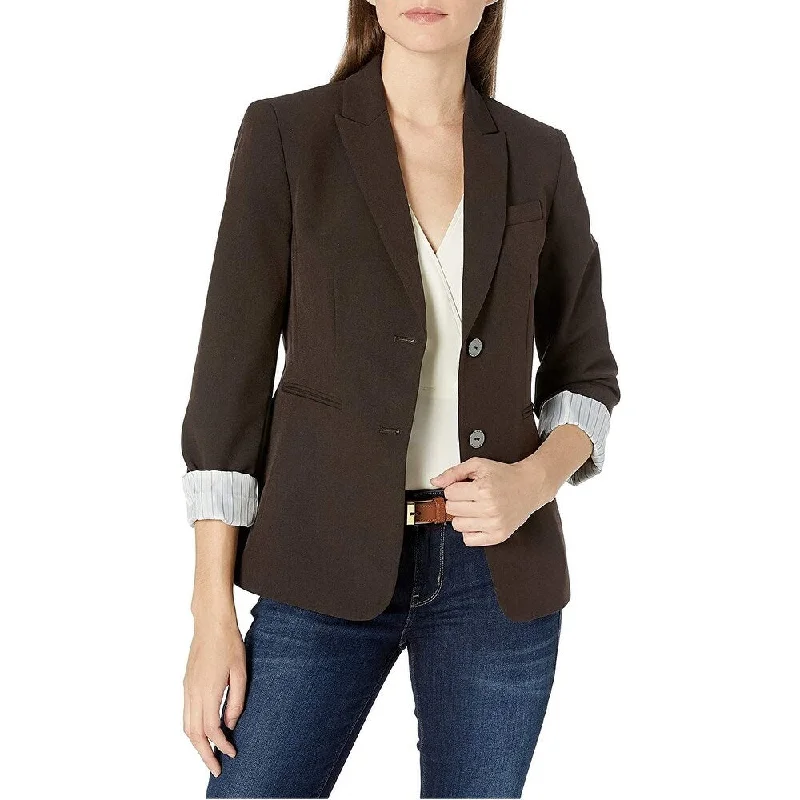 Tahari ASL Women's Two-Button Cuffed Jacket Brown Size 14 Petite - 14P