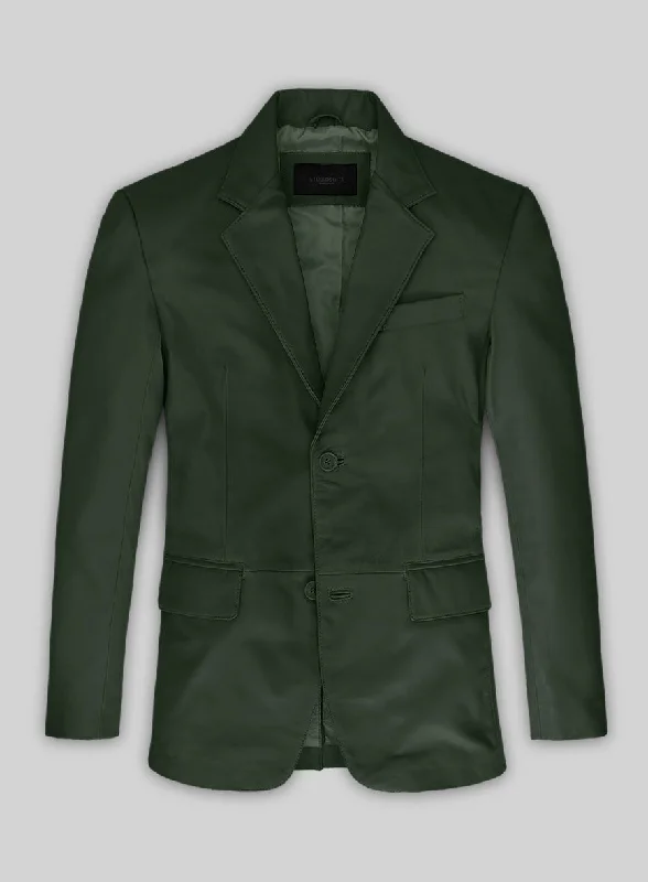 Soft Deep Olive Leather Blazer