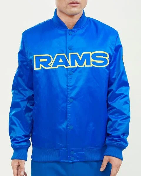 NFL LOS ANGELES RAMS WORDMARK MEN'S SATIN JACKET (ROYAL BLUE)