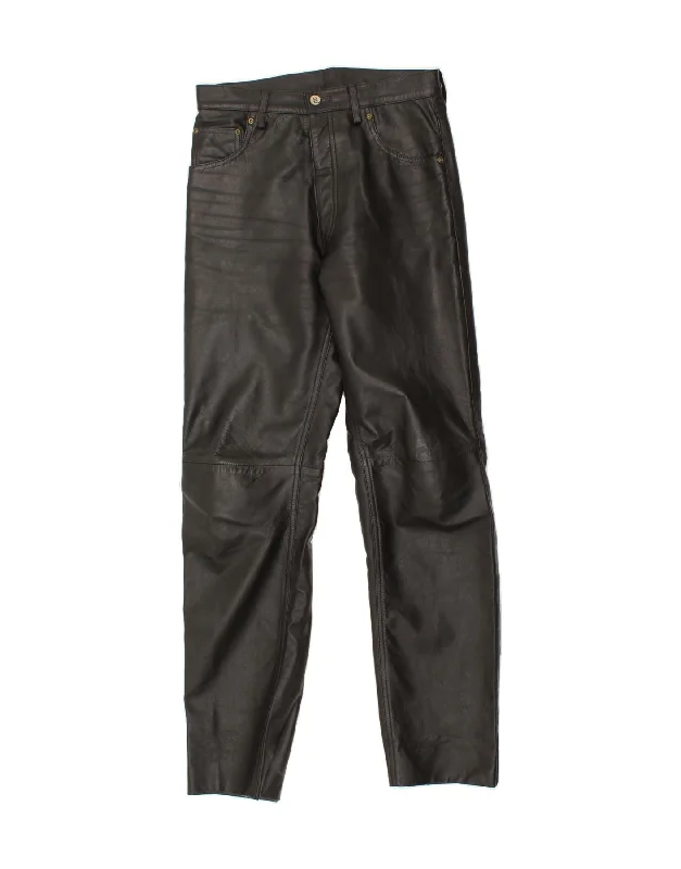 VINTAGE Mens Leather Casual Trousers W30 L32 Black