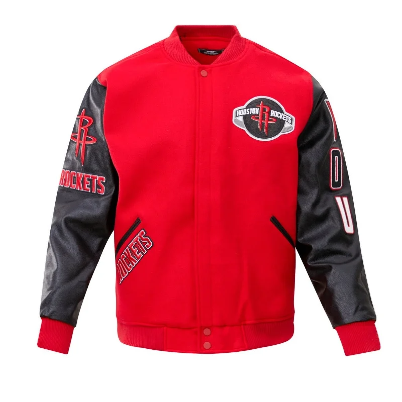 NBA HOUSTON ROCKETS CLASSIC WOOL MEN'S VARSITY JACKET (RED/BLACK)