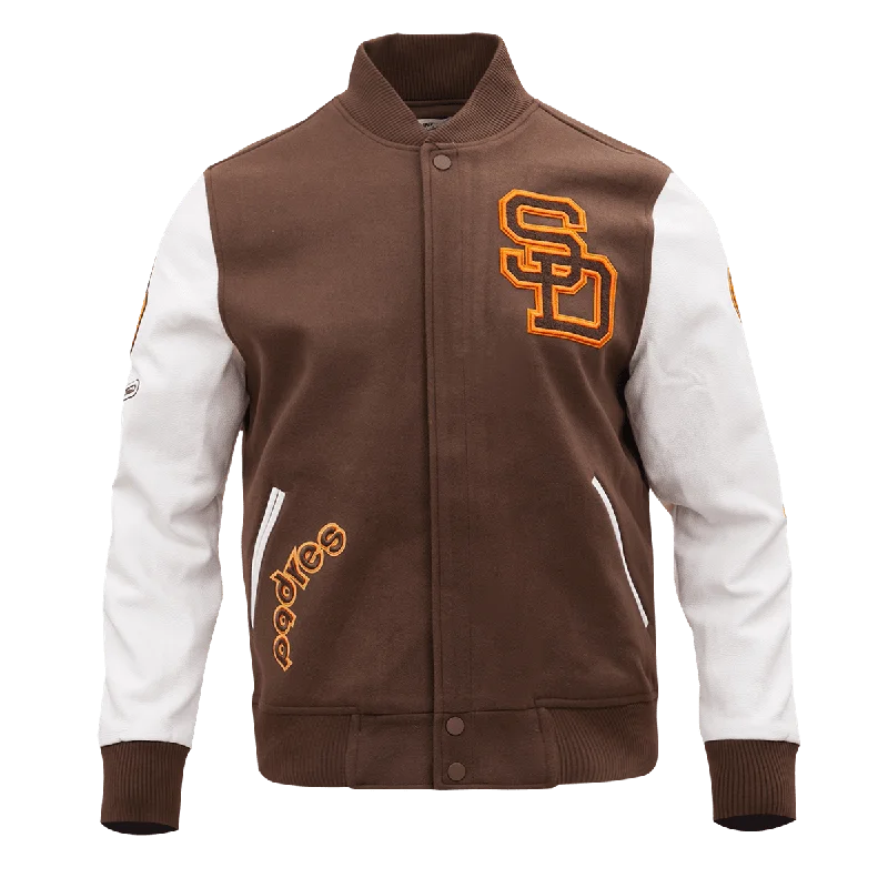 MLB SAN DIEGO PADRES CLASSIC WOOL MEN'S VARSITY JACKET (BROWN/WHITE)