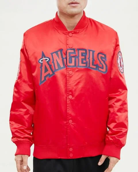 MLB LOS ANGELES ANGELS WORDMARK MEN'S SATIN JACKET (RED)